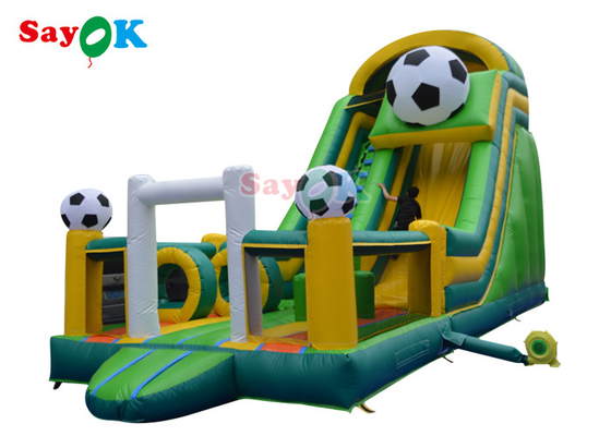 Inflatable Slippery Slide Football Theme Kids Tarpaulin Inflatable Bounce House স্লাইড ঝাঁপিয়ে পড়া দুর্গ