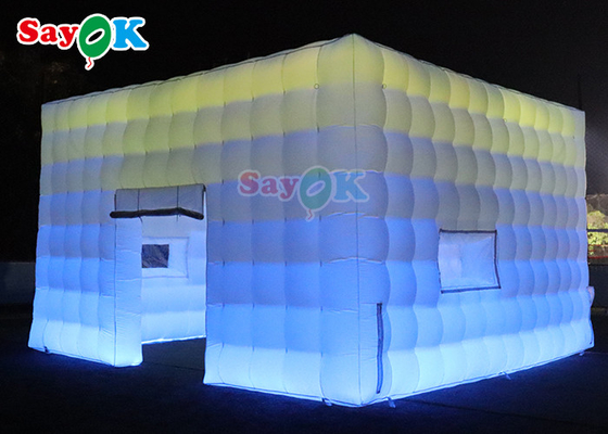 কাস্টম পোর্টেবল ব্ল্যাক ইনফ্ল্যাটেবল কিউব তাঁবু নাইটক্লাব পার্টি বার তাঁবু সঙ্গে LED আলো