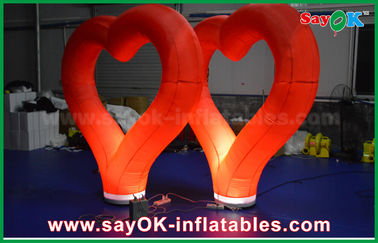 বিবাহের বহিরঙ্গন Inflatable সজ্জা LED হাল্কা সঙ্গে লাল নাইলন Inflatable হৃদয়