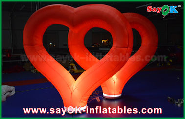বিবাহের বহিরঙ্গন Inflatable সজ্জা LED হাল্কা সঙ্গে লাল নাইলন Inflatable হৃদয়