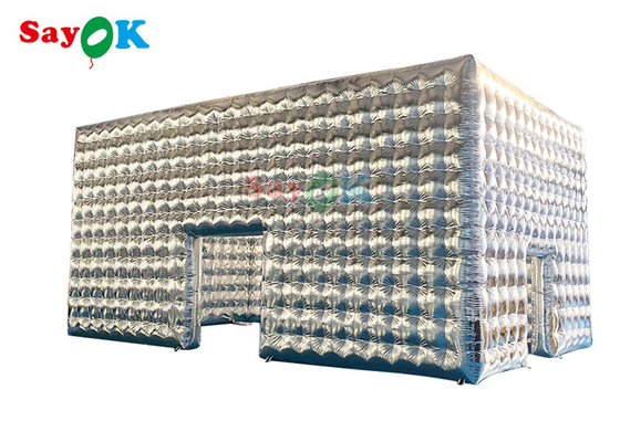 কাস্টমাইজড সিলভার ইনফ্ল্যাটেবল কিউব টেন্ট পার্টি জন্য বিবাহের শো প্রদর্শনী ইভেন্ট ইনফ্ল্যাটেবল এয়ার টেন্ট