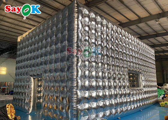 কাস্টমাইজড সিলভার ইনফ্ল্যাটেবল কিউব টেন্ট পার্টি জন্য বিবাহের শো প্রদর্শনী ইভেন্ট ইনফ্ল্যাটেবল এয়ার টেন্ট