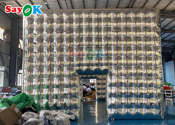 কাস্টমাইজড সিলভার ইনফ্ল্যাটেবল কিউব টেন্ট পার্টি জন্য বিবাহের শো প্রদর্শনী ইভেন্ট ইনফ্ল্যাটেবল এয়ার টেন্ট