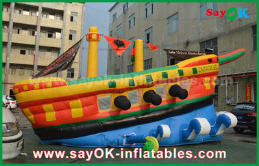 হলুদ / লাল / নীল Inflatable পাইরেট জাহাজ বাণিজ্যিক বিজ্ঞাপন কাসল বাউন্স হাউস