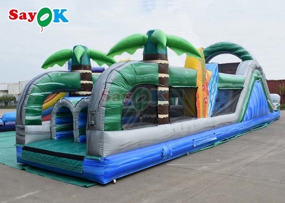 48 ফুট ইন্টারেক্টিভ inflatable বাধা কোর্স মজার bouncy ঘর পার্টি ইভেন্টের জন্য inflatable