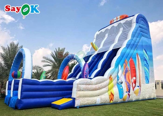 42.7ft বিশাল inflatable জল স্লাইড নীল inflatable ডাবল সৈকত লেন স্লাইড