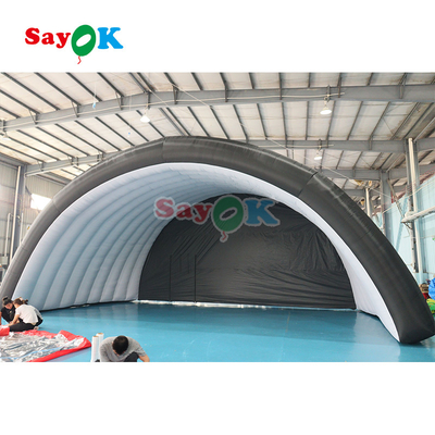পার্টি ইভেন্টের জন্য 10x6x5.4mH ব্ল্যাক ডোম ইনফ্ল্যাটেবল স্টেজ টেন্ট