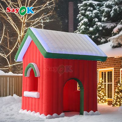 পোর্টেবল অক্সফোর্ড কাপড় LED আলো inflatable ক্রিসমাস হাউস সান্তা তাঁবু