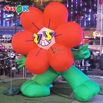 বিনামূল্যে 3D ডিজাইন বাণিজ্যিক বিশাল inflatable সমৃদ্ধ ফুল inflatables ফুল পাত্র সঙ্গে LED আলো