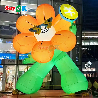 বিনামূল্যে 3D ডিজাইন বাণিজ্যিক বিশাল inflatable সমৃদ্ধ ফুল inflatables ফুল পাত্র সঙ্গে LED আলো