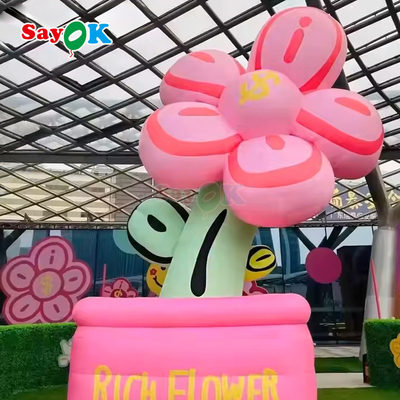 বিনামূল্যে 3D ডিজাইন বাণিজ্যিক বিশাল inflatable সমৃদ্ধ ফুল inflatables ফুল পাত্র সঙ্গে LED আলো