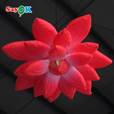 কাস্টমাইজড বেগুনি দৈত্য ঝুলন্ত লোটাস ফুল ইনফ্ল্যাটেবল LED হালকা ফুল ইভেন্ট সজ্জা বিজ্ঞাপন জন্য
