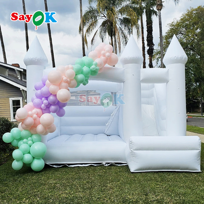 বাণিজ্যিক পিভিসি inflatable bouncer স্লাইড কম্বো সাদা inflatable বিবাহ bounce house