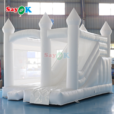 বাণিজ্যিক পিভিসি inflatable bouncer স্লাইড কম্বো সাদা inflatable বিবাহ bounce house