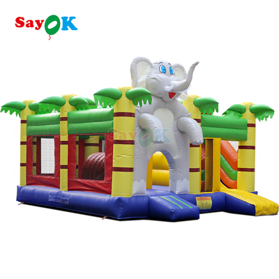 ইলিফ্যান্ট জঙ্গল থিমযুক্ত inflatable bounce house combo inflated bouncy castle for kids