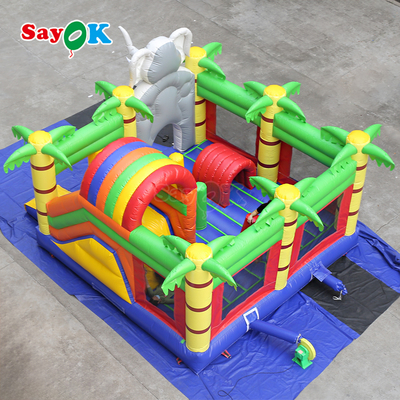 ইলিফ্যান্ট জঙ্গল থিমযুক্ত inflatable bounce house combo inflated bouncy castle for kids