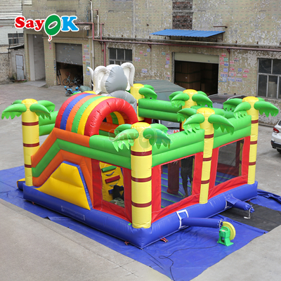ইলিফ্যান্ট জঙ্গল থিমযুক্ত inflatable bounce house combo inflated bouncy castle for kids
