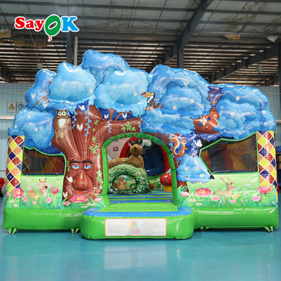 সায়োক জঙ্গল থিমযুক্ত বাউন্সি ক্যাসল inflatable inflatable bouncer স্লাইড কম্বো শিশুদের জন্য