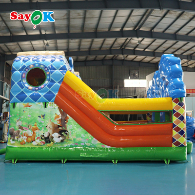 সায়োক জঙ্গল থিমযুক্ত বাউন্সি ক্যাসল inflatable inflatable bouncer স্লাইড কম্বো শিশুদের জন্য