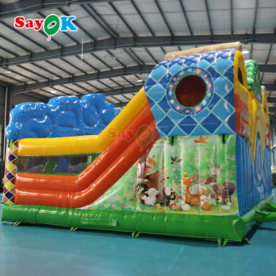 সায়োক জঙ্গল থিমযুক্ত বাউন্সি ক্যাসল inflatable inflatable bouncer স্লাইড কম্বো শিশুদের জন্য