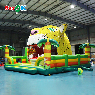টাইগার জঙ্গল থিমযুক্ত বাউন্স হাউস inflatable কিডস জন্য দৈত্য বাউন্স কাসল