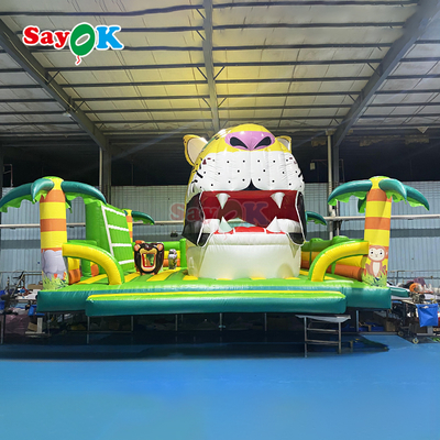টাইগার জঙ্গল থিমযুক্ত বাউন্স হাউস inflatable কিডস জন্য দৈত্য বাউন্স কাসল