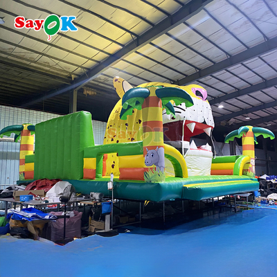 টাইগার জঙ্গল থিমযুক্ত বাউন্স হাউস inflatable কিডস জন্য দৈত্য বাউন্স কাসল