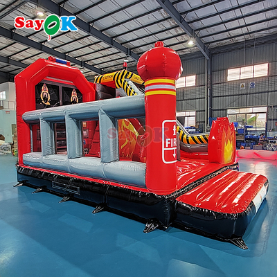 Sayok কাস্টমাইজড ইনflatable ক্যাসেল ফায়ার স্টেশন ইনflatable ফায়ার ট্রাক বাউন্সার স্লাইড সহ