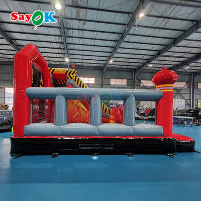 Sayok কাস্টমাইজড ইনflatable ক্যাসেল ফায়ার স্টেশন ইনflatable ফায়ার ট্রাক বাউন্সার স্লাইড সহ
