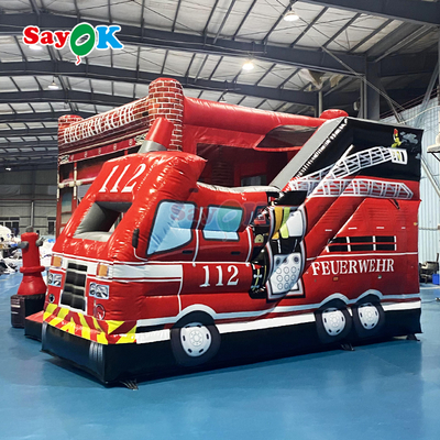 Sayok কাস্টমাইজড ইনflatable ক্যাসেল ফায়ার স্টেশন ইনflatable ফায়ার ট্রাক বাউন্সার স্লাইড সহ