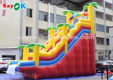 বাণিজ্যিক inflatable স্লাইড 8*4*7m পিভিসি নারকেল গাছ inflatable bouncer স্লাইড দুই বায়ু ব্লাভার সঙ্গে বাচ্চাদের জন্য
