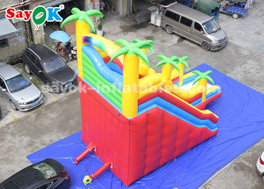 বাণিজ্যিক inflatable স্লাইড 8*4*7m পিভিসি নারকেল গাছ inflatable bouncer স্লাইড দুই বায়ু ব্লাভার সঙ্গে বাচ্চাদের জন্য