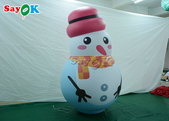 গোলাপী টুপি সহ সাদা ইন্ডোর অলঙ্কার Inflatable স্নোম্যান মডেল বেলুন