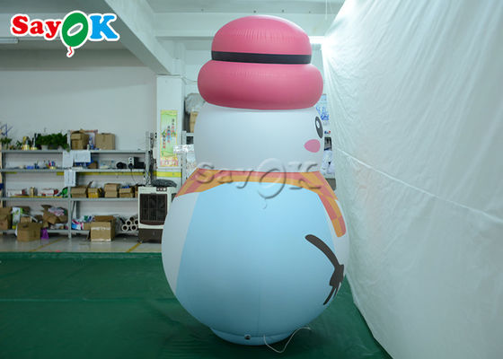 গোলাপী টুপি সহ সাদা ইন্ডোর অলঙ্কার Inflatable স্নোম্যান মডেল বেলুন