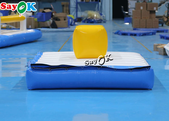 কাস্টম 2x2m inflatable বিনোদন পার্ক ব্লু কিউব ব্লো আপ ওয়াটার Trampoline পিছনের উঠোন জল খেলনা
