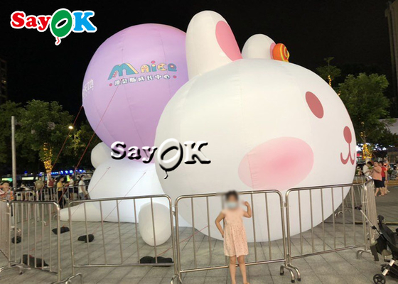RGB নেতৃত্বাধীন আলোর সাথে inflatable Bunny Bunnies inflatable কার্টুন অক্ষর বহিরঙ্গন মল সজ্জা