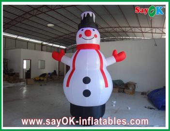 বিশাল ক্রিসমাস স্নোম্যান Inflatable হলিডে সজ্জা অক্সফোর্ড কাপড়