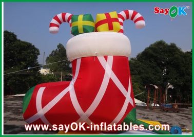 লাল Inflatable হলিডে সজ্জা ক্রিসমাস মোজা কাস্টমাইজড