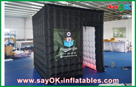 Diy ফটো বুথ লোগো প্রিন্ট সহ ইনফ্ল্যাটেবল কিউব ফটো বুথের ভিতরে সাদা বাইরে কালো