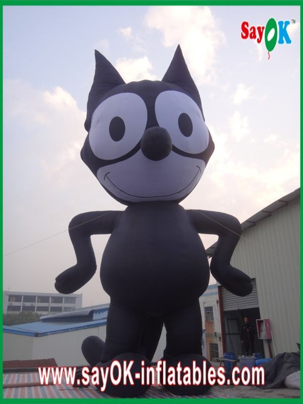 Blow Up Cartoon Characters Inflatable Black Cat / Strong Oxford Cloth Inflatable Animal Cartoon Height 8 মিটার উঁচুতে উড়ন্ত কালো বিড়াল