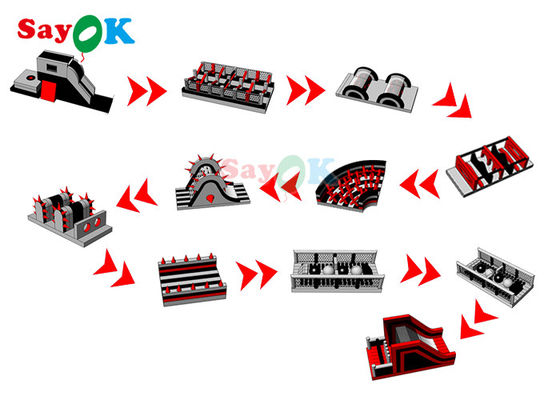 ইভেন্টের জন্য 150x3.8m টারপলিন ইনফ্ল্যাটেবল অবস্ট্যাকল কোর্স রেসিং গেম