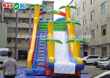 বাণিজ্যিক inflatable স্লাইড 8*4*7m পিভিসি নারকেল গাছ inflatable bouncer স্লাইড দুই বায়ু ব্লাভার সঙ্গে বাচ্চাদের জন্য