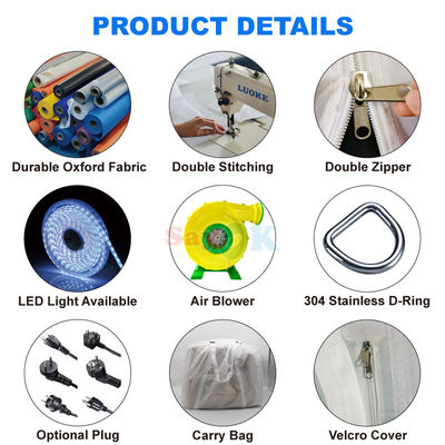 8 মিটার বড় ঘনক্ষেত্র বায়ু তাঁবু LED 80 জনের পার্টি ইভেন্ট বায়ু ব্লাভার সঙ্গে inflatable তাঁবু