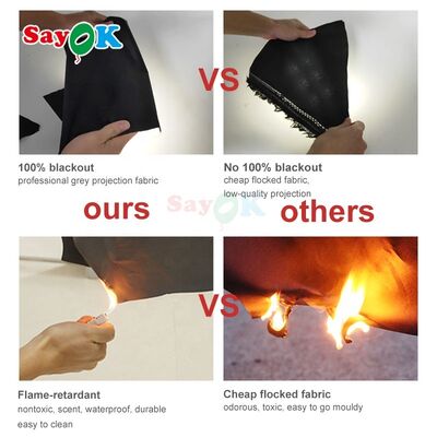 Sayok শিখা-প্রতিরোধী 100% ব্ল্যাকআউট বহনযোগ্য ইনflatable প্ল্যানেটোরিয়াম ডোম স্কুলগুলির জন্য