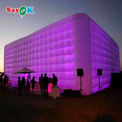 Sayok 20x10m পোর্টেবল জলরোধী অক্সফোর্ড ফ্যাব্রিক এলইডি লাইটেড ইনflatable কিউব তাঁবু পার্টি ইভেন্ট ক্লাব ভাড়া জন্য