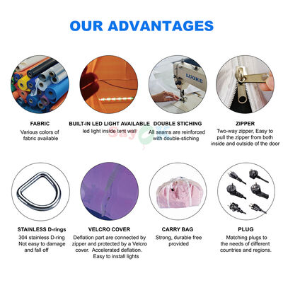 সায়োক বড় বিজ্ঞাপন তাঁবু বহিরঙ্গন বিবাহ ক্লাব পার্টি তাঁবু 200 জনের জন্য LED সহ ইভেন্ট