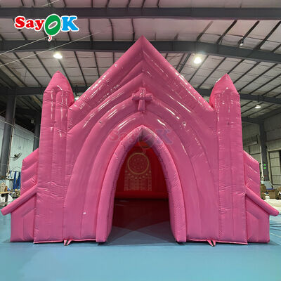 আউটডোর বিবাহের অনুষ্ঠানের জন্য কাস্টম গোলাপী অগ্নি-প্রতিরোধী ইউভি প্রতিরোধী ইনফ্ল্যাটেবল চার্চ টেন্ট